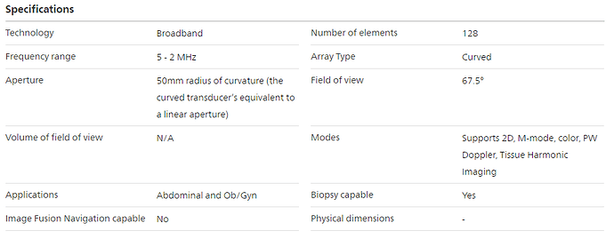 Philips C5-2 40R Curved Array Probe Specifications