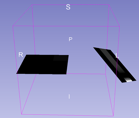 Black square represents reconstructed volume from Scout scan and Live reconstruction. Floating image slice outside volume is tracked transducer.